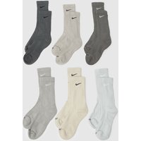 Nike Everyday Crew Sock 6 Pack in Grey & Cream, Size: 45874 Nike Everyday Crew Sock 6 Pack in Grey & Cream, Size: 45874
