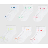 Nike Everyday Ankle Socks 6 Pack in White, Cotton, Size: 2-5 Nike Everyday Ankle Socks 6 Pack in White, Cotton, Size: 2-5
