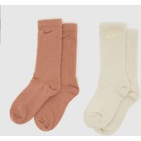 Nike Cozy Crew Socks 2 Pack in Cream & Pink, Cotton, Size: 2-5 Nike Cozy Crew Socks 2 Pack in Cream & Pink, Cotton, Size: 2-5
