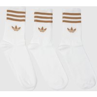 adidas Crew Socks 3 Pack in White & Brown, Striped, Fabric, Size: 4.5-5.5 adidas Crew Socks 3 Pack in White & Brown, Striped, Fabric, Size: 4.5-5.5