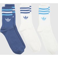 adidas Navy Multi Stripe Crew Socks 3PK adidas Navy Multi Stripe Crew Socks 3PK