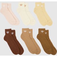 adidas Mid Ankle Socks 6 Pack in Beige & Brown, Nylon, Size: 6.5-8 adidas Mid Ankle Socks 6 Pack in Beige & Brown, Nylon, Size: 6.5-8