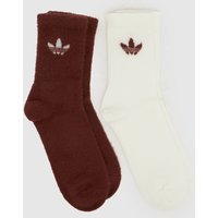adidas Fluffy Crew Sock 2 Pack in Brown & Cream, Logo Detail, Nylon, Size: 8.5-10 adidas Fluffy Crew Sock 2 Pack in Brown & Cream, Logo Detail, Nylon, Size: 8.5-10