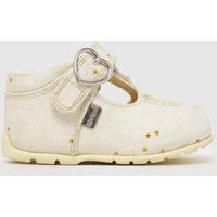 Kickers White Kick T-Bar Glitter Girls Baby Shoes