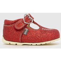 Kickers Red Kick T-Bar Glitter Girls Baby Shoes