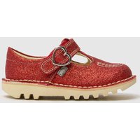 Kickers Red Kick T-Bar Glitter Girls Toddler Shoes