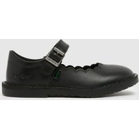 Kickers Black Adlar Mary Jane Scallop Girls Toddler Shoes