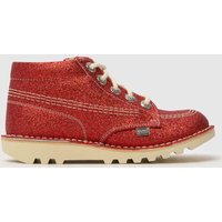 Kickers Red Kick Hi Glitter Girls Junior Boots