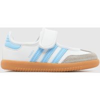 adidas White & Pl Blue Samba Jane Girls Toddler Trainers adidas White & Pl Blue Samba Jane Girls Toddler Trainers