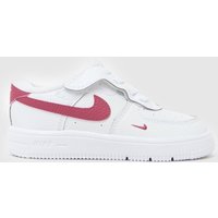 Nike White & Burgundy Force 1 Low Easyon Girls Toddler Trainers Nike White & Burgundy Force 1 Low Easyon Girls Toddler Trainers