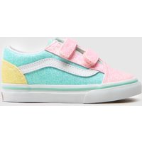 Vans Pale Blue Multi Old Skool V Glitter Girls Toddler Trainers Vans Pale Blue Multi Old Skool V Glitter Girls Toddler Trainers