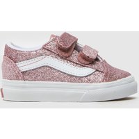 Vans Rose Gold Old Skool V Glitter Girls Toddler Trainers Vans Rose Gold Old Skool V Glitter Girls Toddler Trainers