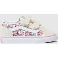 Vans Off-White Multi Old Skool V Girls Toddler Trainers Vans Off-White Multi Old Skool V Girls Toddler Trainers