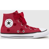 Converse Red All Star Hi 1V Girls Junior Trainers Converse Red All Star Hi 1V Girls Junior Trainers
