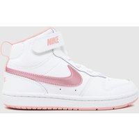 Nike White & Pink Court Borough Mid 2 Girls Junior Trainers Nike White & Pink Court Borough Mid 2 Girls Junior Trainers
