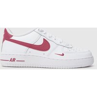 Nike White & Burgundy Air Force 1 Girls Youth Trainers Nike White & Burgundy Air Force 1 Girls Youth Trainers