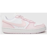Nike White & Pink Court Borough Low Recraft Girls Youth Trainers Nike White & Pink Court Borough Low Recraft Girls Youth Trainers