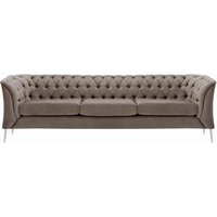 Chesterfield Modern 3 Seater Sofa, grey, Leg colour: chrome metal