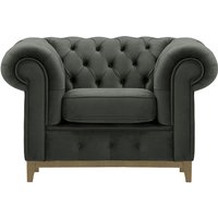 Chesterfield Grand Armchair, graphite, Leg colour: wax black