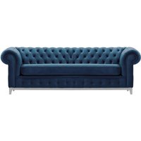Chesterfield Grand 3 Seater Sofa, blue, Leg colour: white