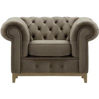 Chesterfield Grand Armchair, grey, Leg colour: wax black