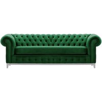 Chesterfield Grand 3 Seater Sofa, dark green, Leg colour: white