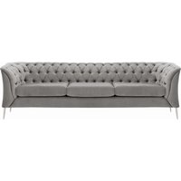 Chesterfield Modern 3 Seater Sofa, silver, Leg colour: chrome metal