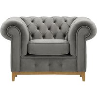 Chesterfield Grand Armchair, silver, Leg colour: like oak