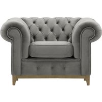 Chesterfield Grand Armchair, silver, Leg colour: wax black