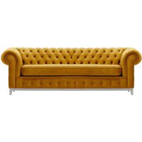 Chesterfield Grand 3 Seater Sofa, mustard, Leg colour: white