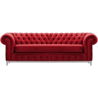Chesterfield Grand 3 Seater Sofa, dark red, Leg colour: white