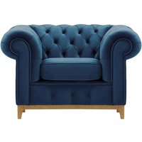 Chesterfield Grand Armchair, blue, Leg colour: like oak