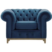 Chesterfield Grand Armchair, blue, Leg colour: wax black