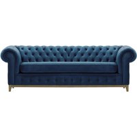 Chesterfield Grand 3 Seater Sofa, blue, Leg colour: wax black