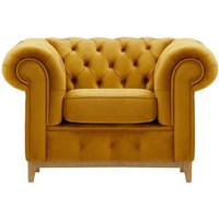 Chesterfield Grand Armchair, mustard, Leg colour: like oak