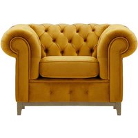 Chesterfield Grand Armchair, mustard, Leg colour: wax black