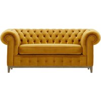 Chesterfield Grand 2 Seater Sofa, mustard, Leg colour: wax black