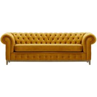 Chesterfield Grand 3 Seater Sofa, mustard, Leg colour: wax black