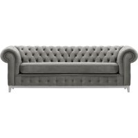 Chesterfield Grand 3 Seater Sofa, silver, Leg colour: white