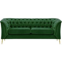 Chesterfield Modern 2 Seater Sofa, dark green, Leg colour: gold metal