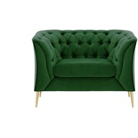 Chesterfield Modern Armchair, dark green, Leg colour: gold metal