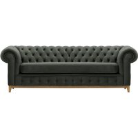 Chesterfield Grand 3 Seater Sofa, graphite, Leg colour: like oak