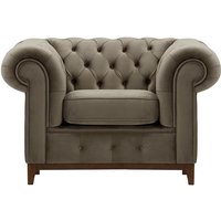 Chesterfield Grand Armchair, grey, Leg colour: dark oak