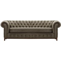 Chesterfield Grand 3 Seater Sofa, grey, Leg colour: dark oak