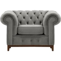 Chesterfield Grand Armchair, silver, Leg colour: dark oak