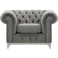 Chesterfield Grand Armchair, silver, Leg colour: white