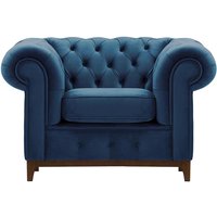Chesterfield Grand Armchair, blue, Leg colour: dark oak
