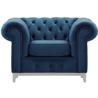 Chesterfield Grand Armchair, blue, Leg colour: white