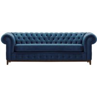 Chesterfield Grand 3 Seater Sofa, blue, Leg colour: dark oak