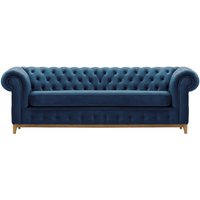 Chesterfield Grand 3 Seater Sofa, blue, Leg colour: like oak